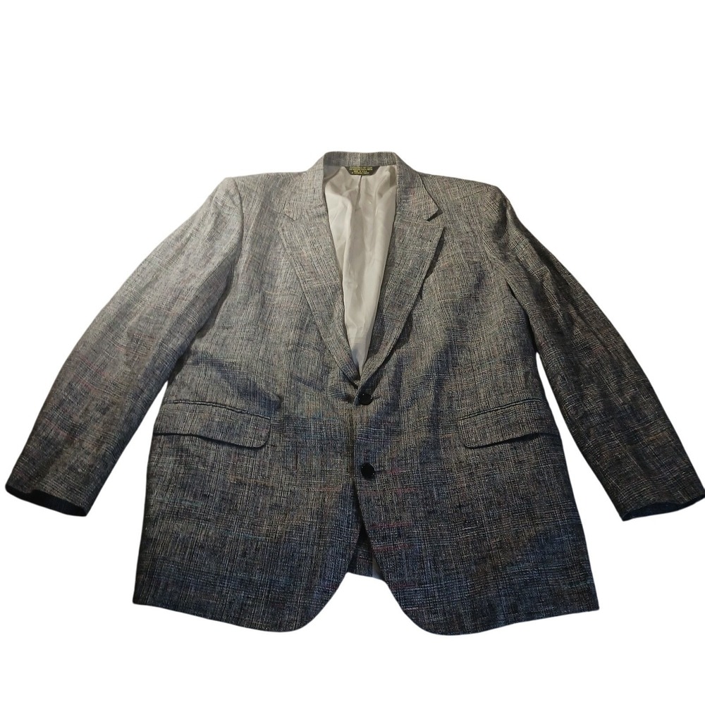 Eagle Clothes Gray Wool Blend Textured Two Button Sport Coat 46R Mens Blazer VTG